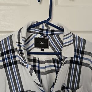 Rails White and Blue Plaid Button Down Shirt